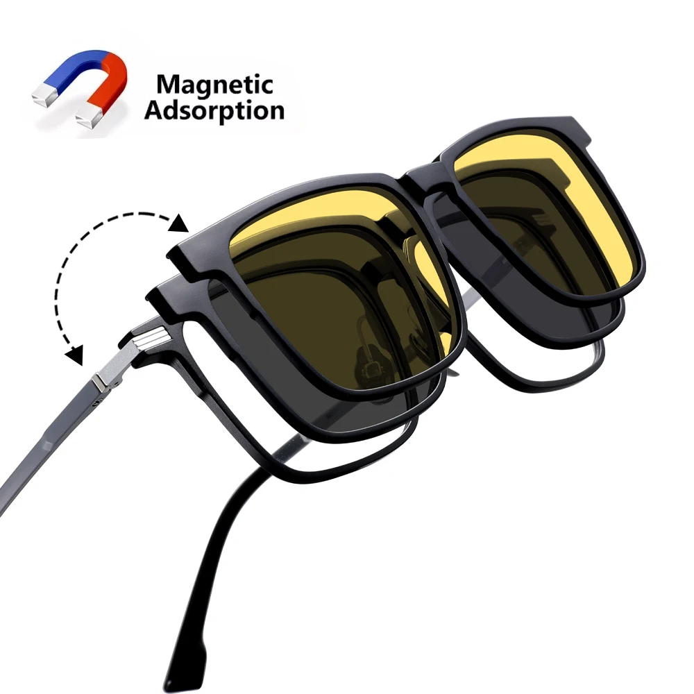 CLLOIO TR90 magneetclip gepolariseerde zonnebril voor mannen Anti Blue Ray bijziendheid verziendheid op maat recept optische leesbril