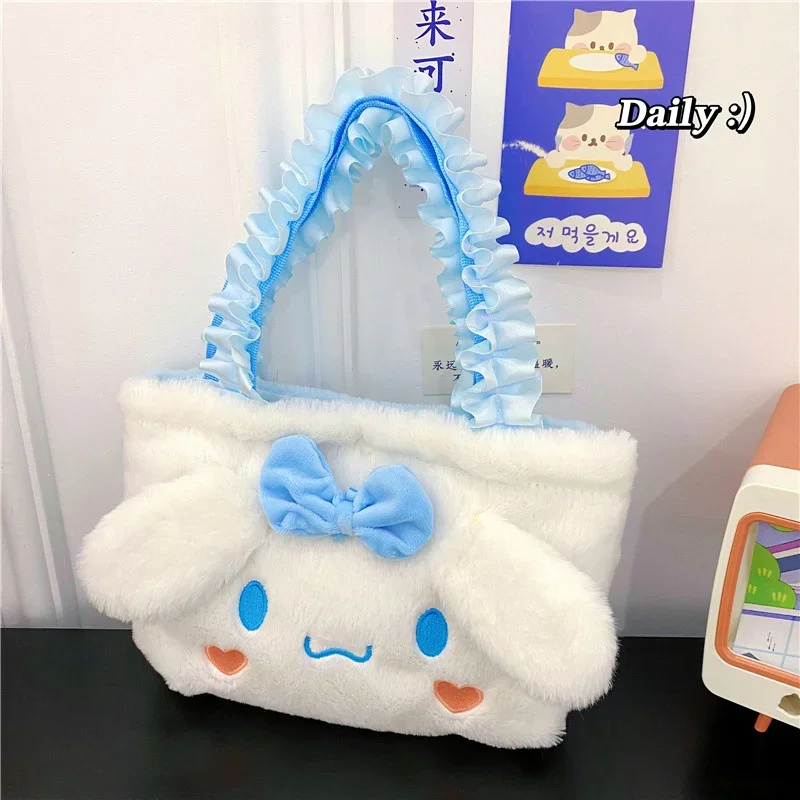 Hello Kitty Plush Bag Kawaii Anime Handbag Cinnamoroll Kuromi Melody Cartoon Soft Stuff Shoulder Cosmetic Bags Boy Girl Gifts