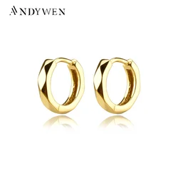 ANDYWEN 925 Sterling Silver 8.4mm Sliced Hoops Circle Luxury Gold Middle Plain 2020 Huggies Round Rock Punk Jewelry