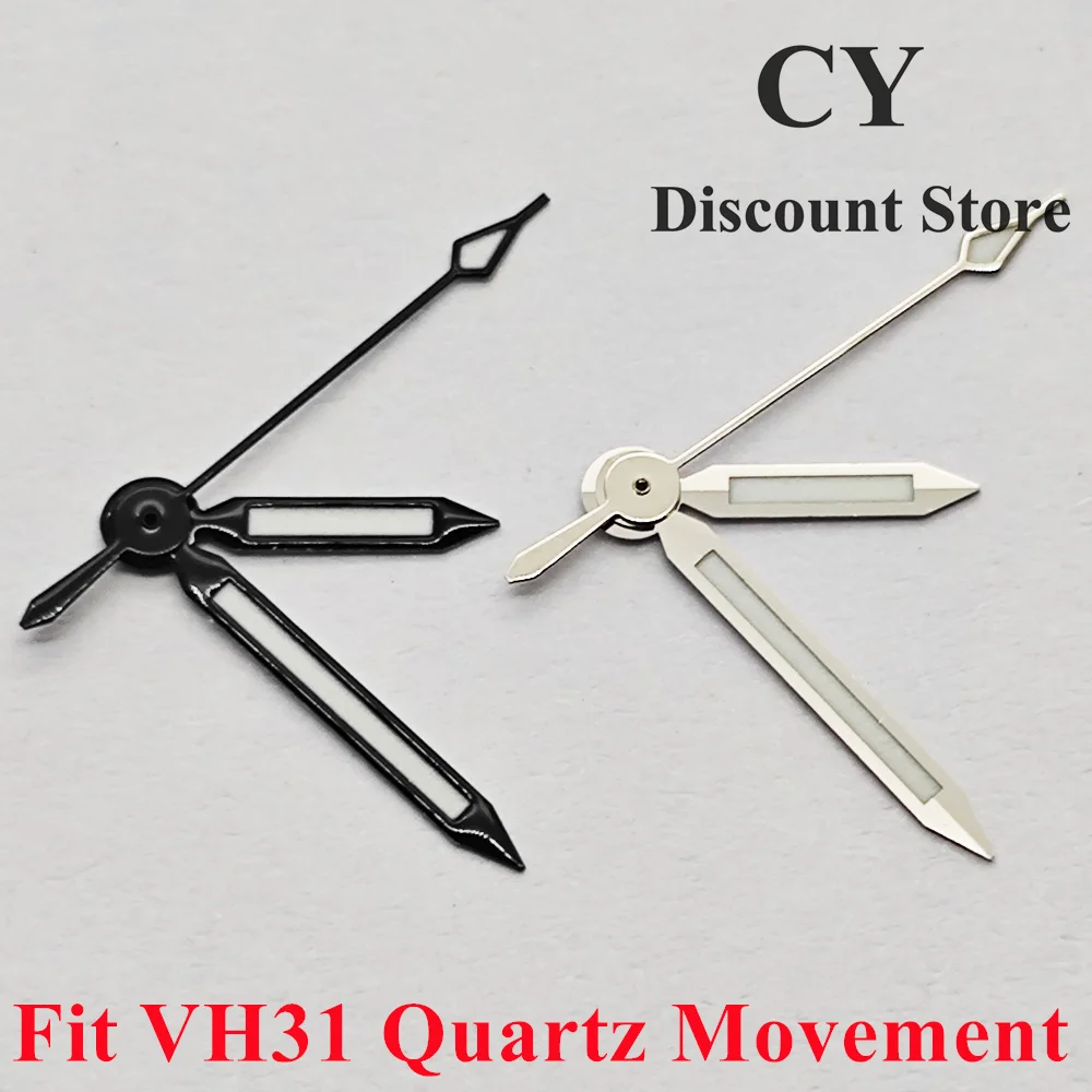 RICHUS Green Luminous VH31 Quartz Watch Hands Black/Silver Compatible Sweep Movement Accessory Parts for Watch Repair