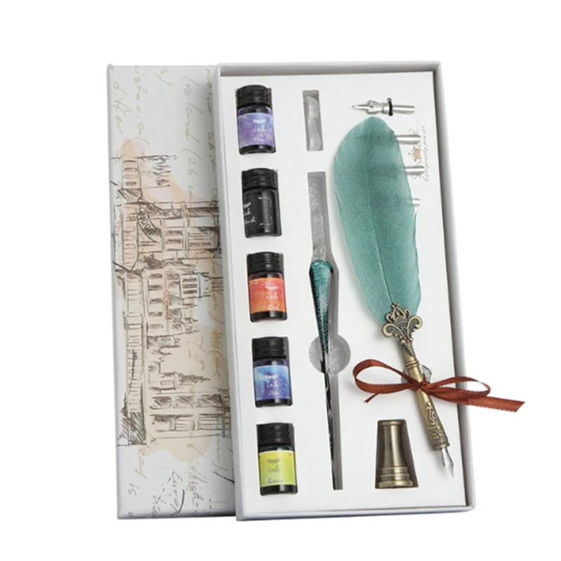 13Pcs Fountain Pen Writing Ink Set Stationery Gift Box With Nib Wedding Gift Quill Pen