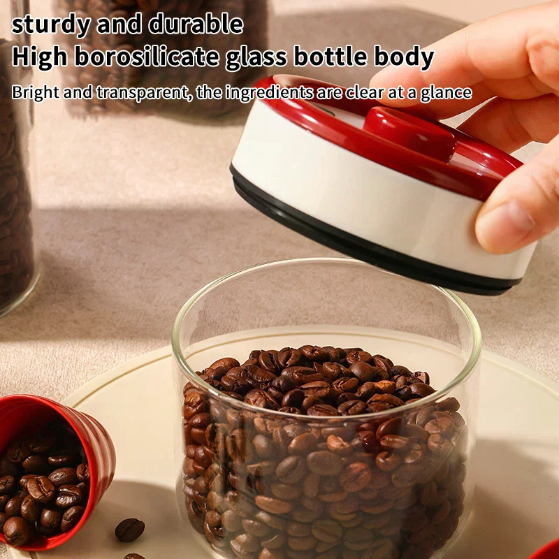 Picture 4: Coffee Beans Vacuum Sealed Tank Transparent Glass Food Storage Jars Household Moisture-proof Air Extraction Airtight Container