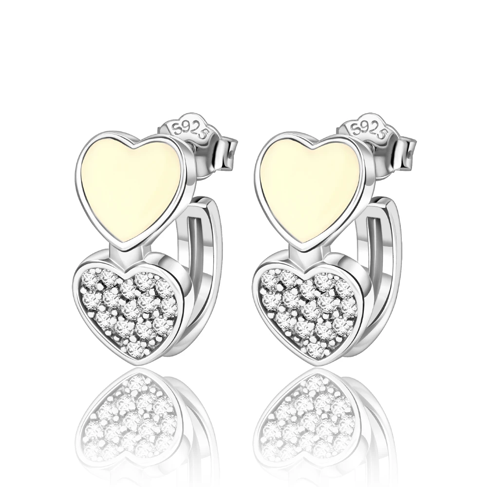 

Woman Stud Earrings 925 Sterling Silver Sweet Pink Heart-Shaped Stud Earrings For Women Earrings Jewelry Gifts