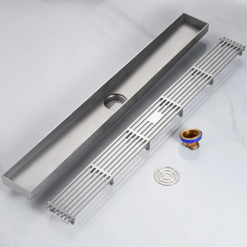 Toilet anti blocking floor drain, 55mm wide long strip slope high drainage 304 stainless steel floor drain