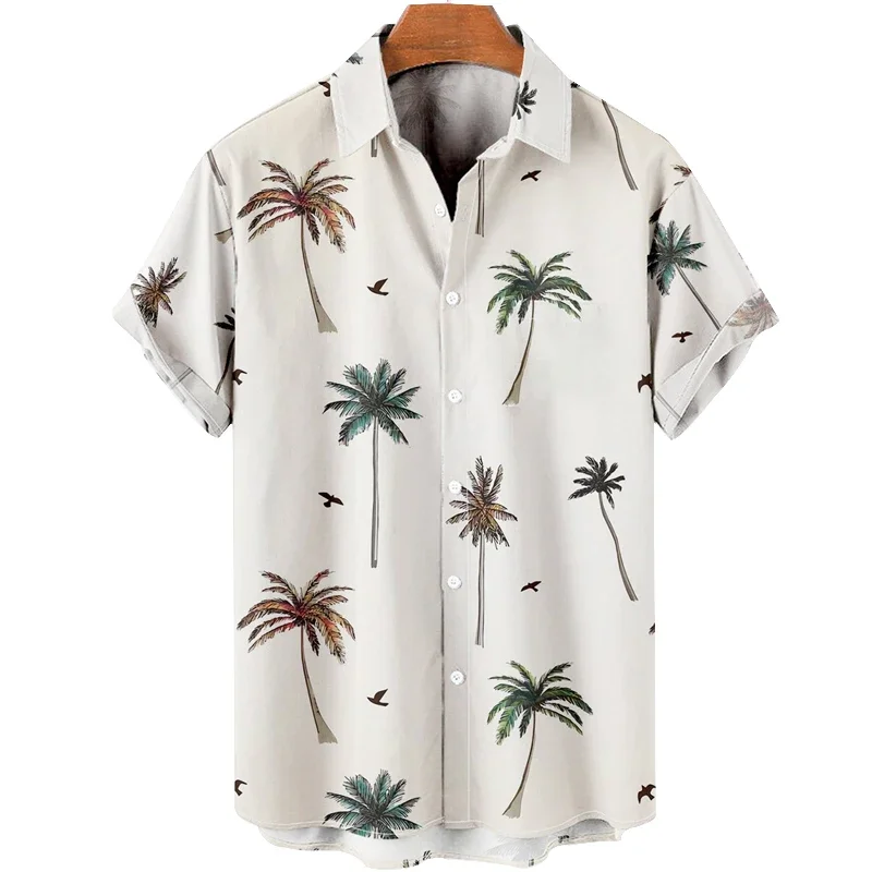 

New 3D oversized geometric print Hawaiian shirt summer beach casual men's short-sleeved top comfortable Chinese style