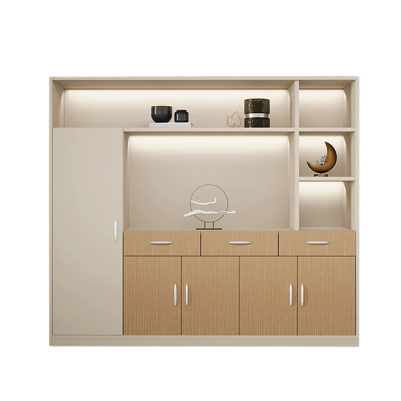 *Modern Simple Wooden Bookcase Filing Cabinet with for Boss Office or Living Room Background Desk