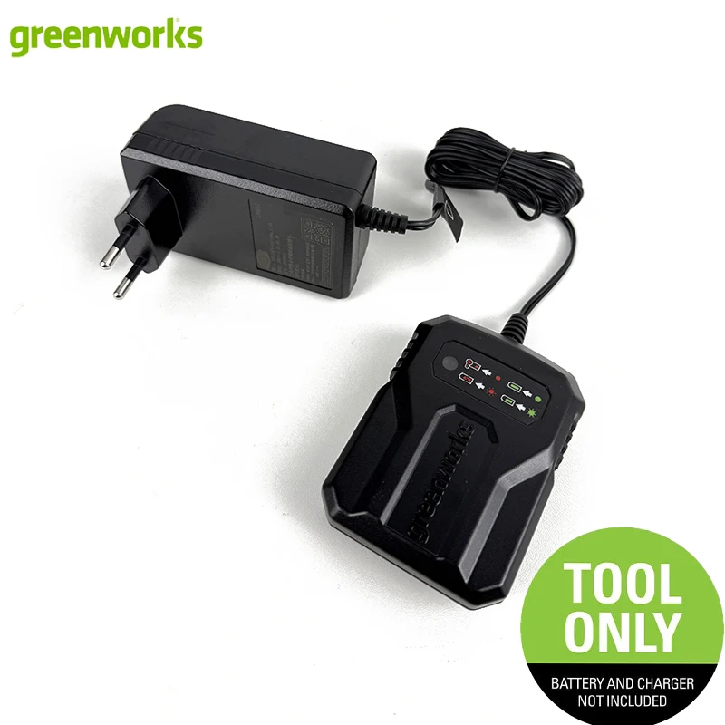 Greenworks 24V 2A Battery Charger With EU Plug LED Indicator Multi-Protection Compatible With All 24V Lithium Batteries