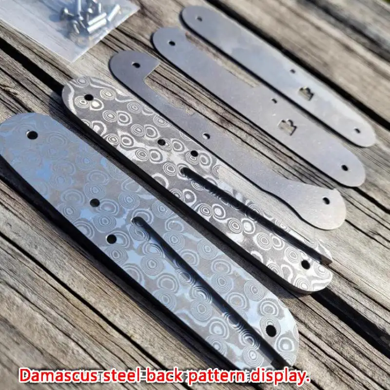 1 Pair Damascus Steel pattern Handle Scales for 91mm Victorinox Knives DIY Accessory