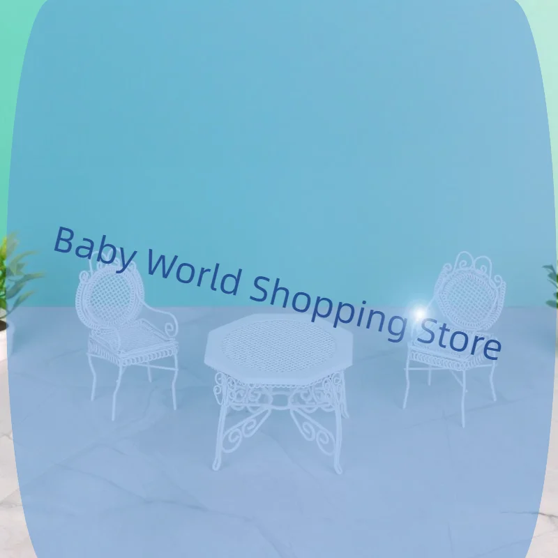 3 個シミュレーションミニ鉄八角形テーブルと椅子モデル 1/12 ドールハウスミニチュア家具セットごっこ遊びおもちゃ子供のため