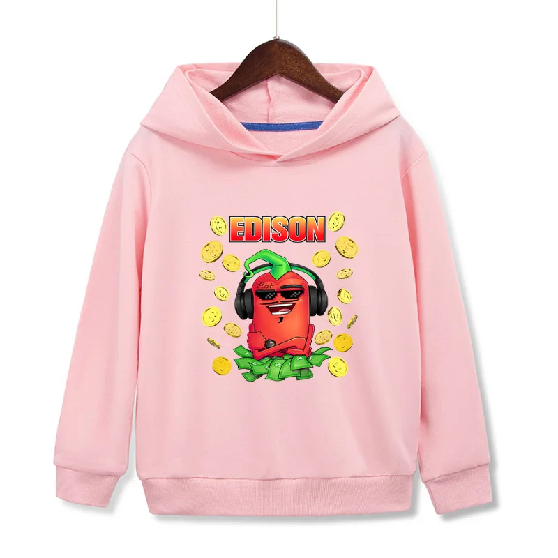 اديسون Pts الاطفال هوديس الخريف رقيقة طويلة الأكمام Эдиsson перец الصبي قمصان سويت شيرت بقلنسوة الفتيان الفتيات ملابس الكرتون غير رسمية #5