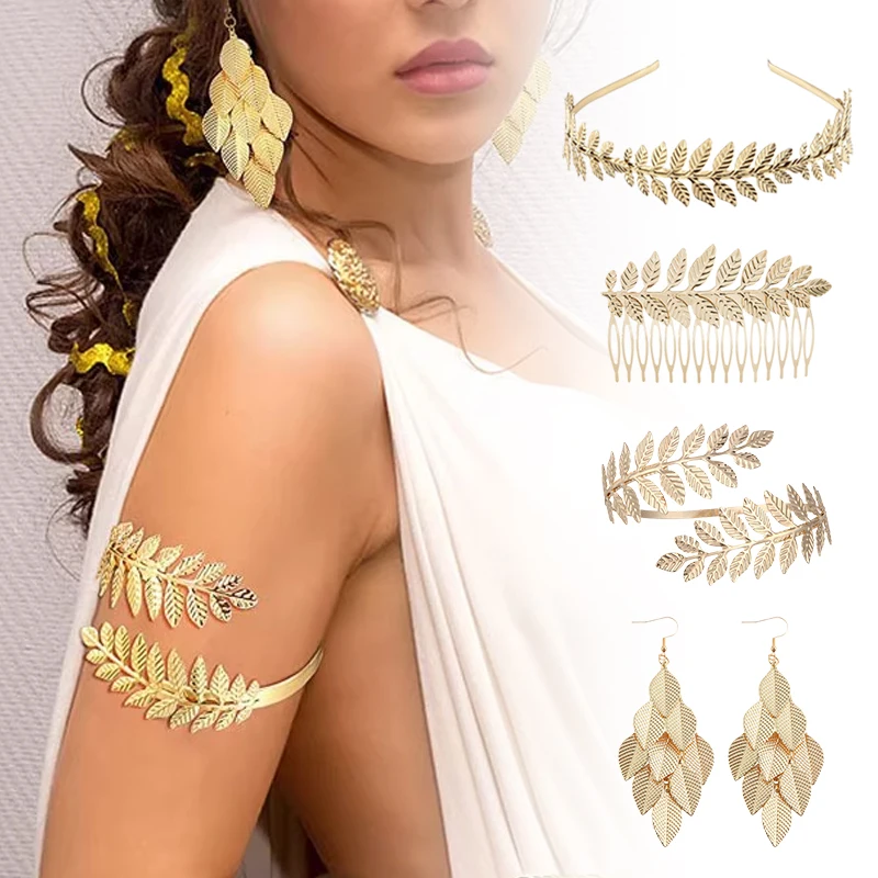 Retro hoja de oro boda novia romana diosa griega accesorios para el cabello cabeza de novia joya diadema Tiaras corona joyería Aro para el cabello
