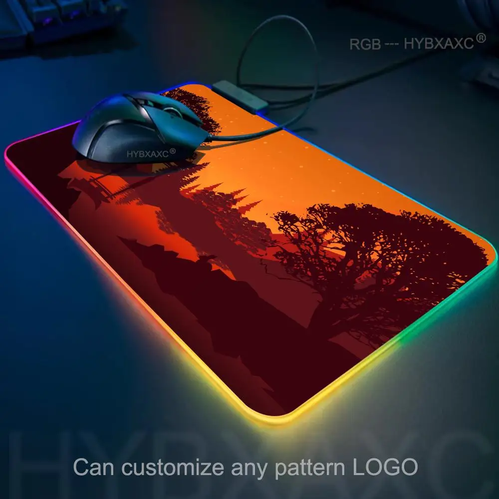 Japanese Painting Art Mouse Pad RGB Gaming Mouse Pad Desk Mat HD Gamer Large LED Light XXL MousePads PC Computer Carpet