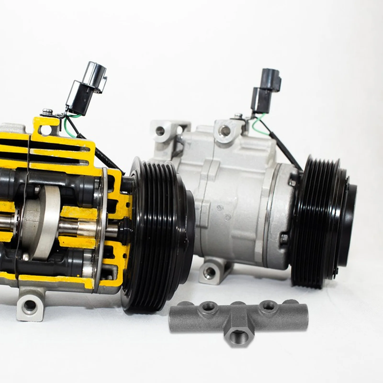 

1 2 Inch Threaded Air Compressor Pump Accessories Six Way Bracket Heavy Duty for Belt Drive System Reliable