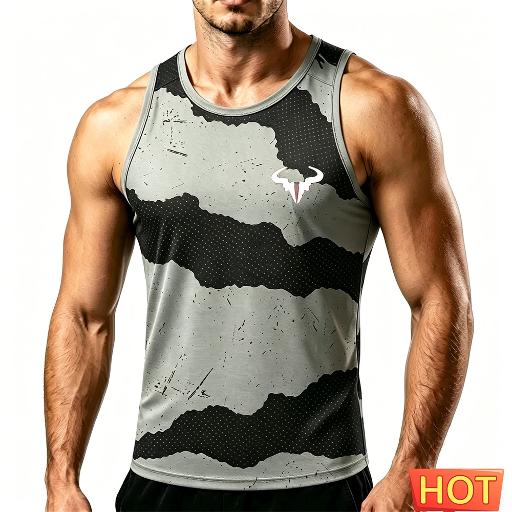 3D Print Colorful Men's Sports Tank Top Outdoor Marathon Running Sleeveless Vest Summer Quick Dry Breathable Gym T-shirt Man Tee
