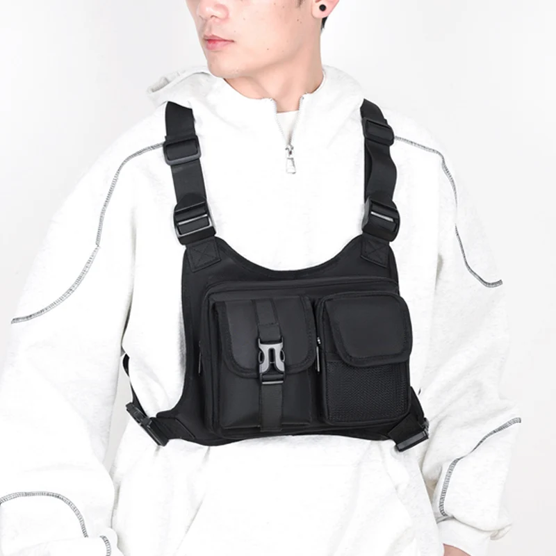 Men Sports Chest Pack Outdoor Cycling Bag Hiking Marathon Chest Rig Bags Storage Pocket Unisex Lightweight Running Vest Backpack