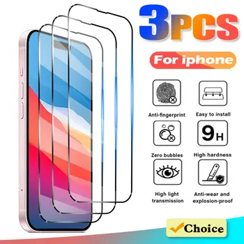 3 adet tam koruma cam iPhone 6 6S 7 8 artı X XS Max XR 3D ekran koruyucu Film iphone 11 12 13 14 15 Pro Max cam