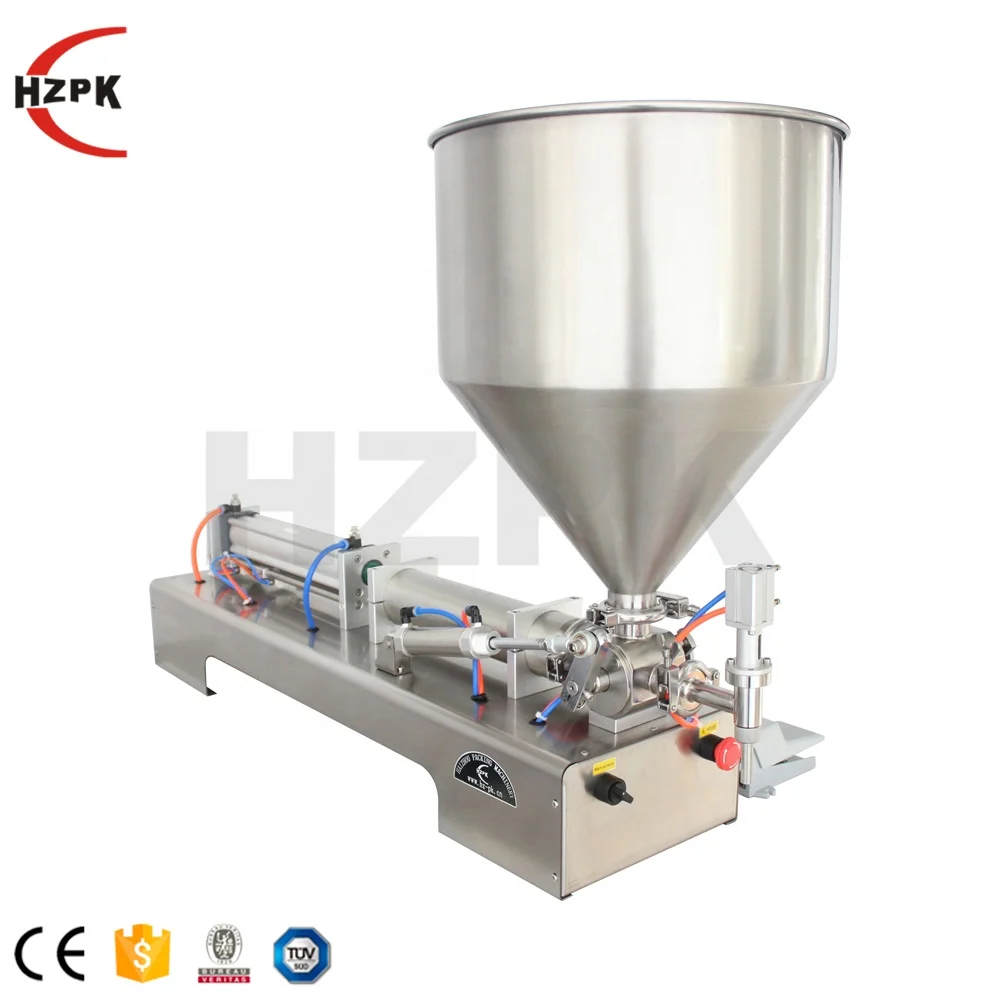 HZPK Piston Shampoo  Cream Small Bottle Honey Semi Automatic Horizontal Pneumatic Jam Liquid Paste Filling Machine Price