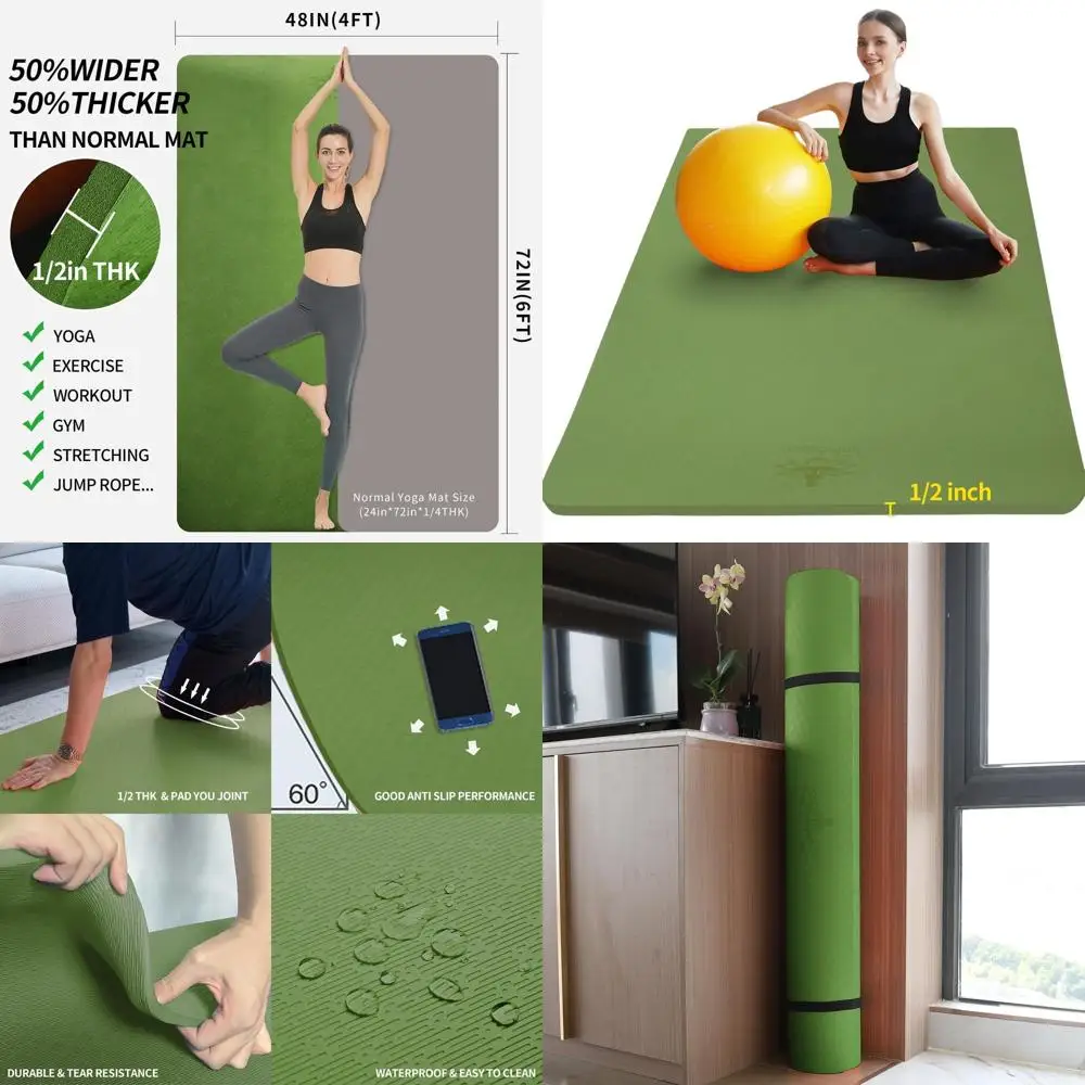

Extra Thick 6'x4' Yoga Mat - Non-Slip, Ideal for Yoga, Pilates, and Home Fitness