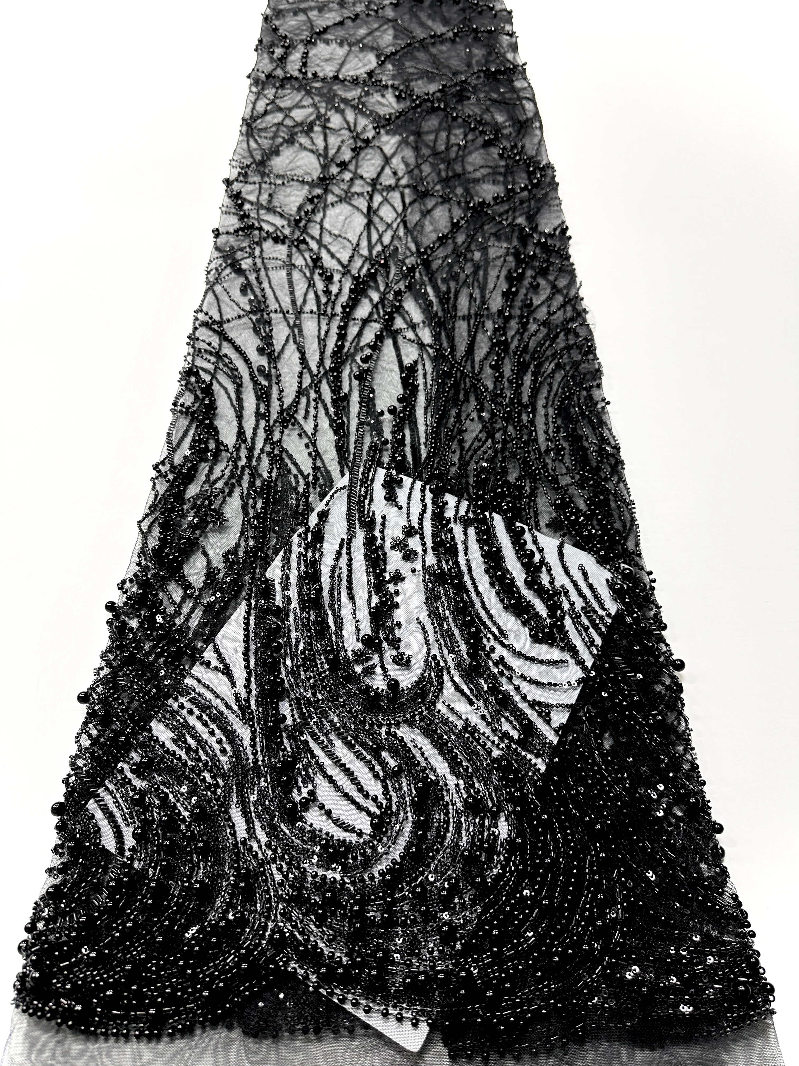 Green African Beads lace Fabric 2025 High Quality Sequins Embroidery French Beaded Tulle Laces For Nigerian Wedding Dresses Sew