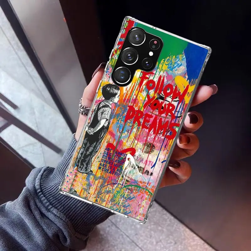 Banksy Graffiti Art Phone Case For Samsung Galaxy S23 S24 S25 Edge S26 Ultra S22 + S21 Plus S20 FE Cover Silicone Print Shell Ga