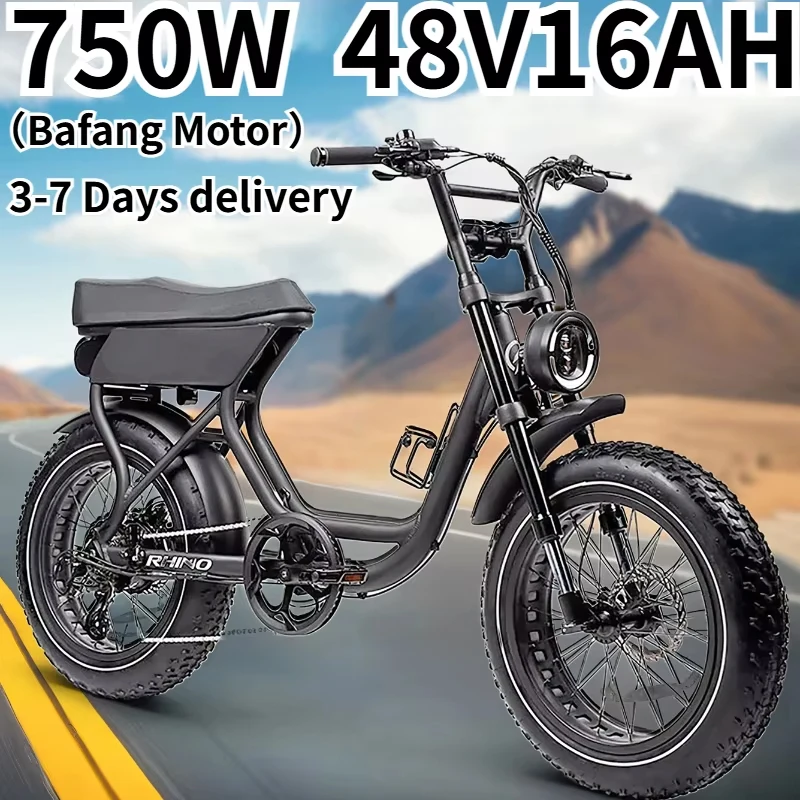 Electric Bicycle 750W Bafang Motor 48V16AH All-terrain E-bike Electric Motorcycle Hydraulic Brake 20*4.0 Fat Tire Electric Bike