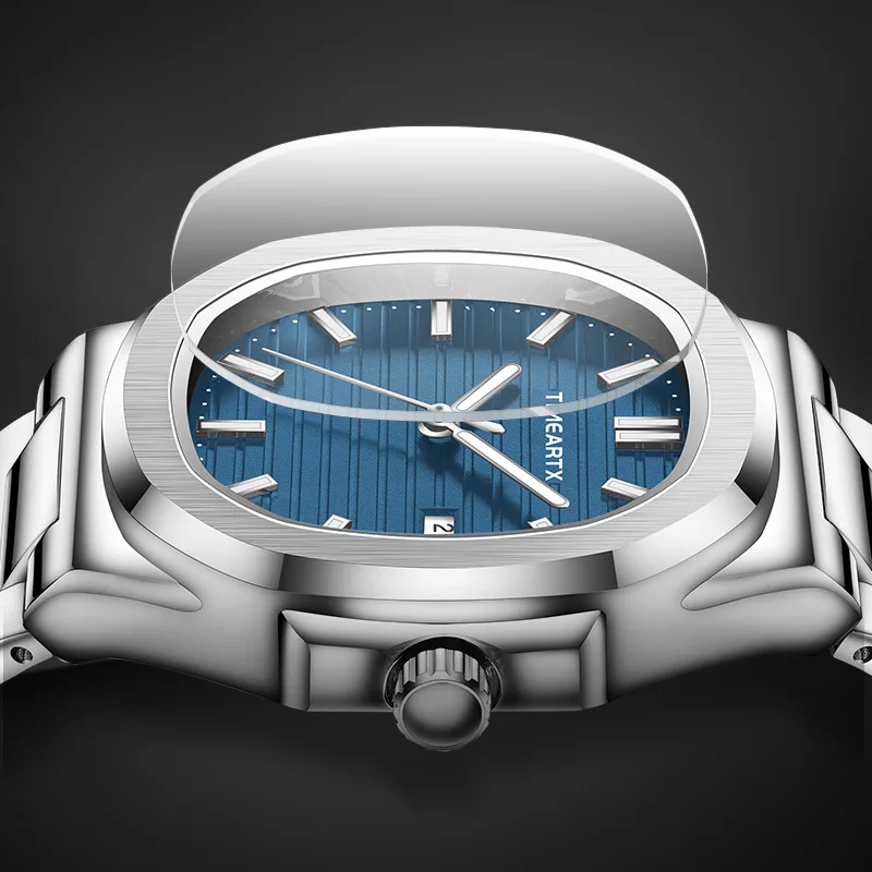 TIMEARTX Fashion Men Quartz Watch  Date High Quality Life Waterproof Stainless Steel Watches Luminous Clock