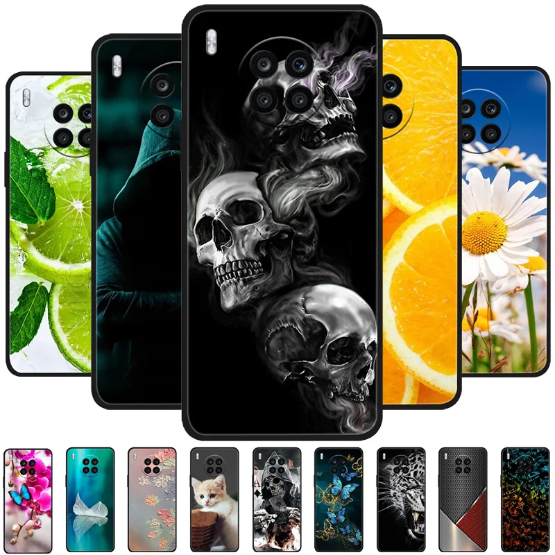 Soft Cover For Honor 50 Lite Case Cute Silicone TPU Black Funda Coques for Huawei Honor 50 Lite Case Painted Capas Honor50 Lite