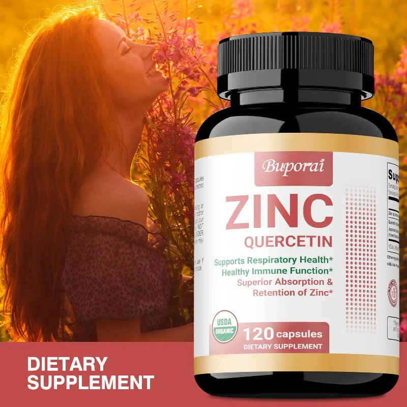 

Quercetin + Zinc Capsules - Antioxidant, Metabolism, Support Skin and Bone Health, Boosts Immunity, Improves Energy and Vitality