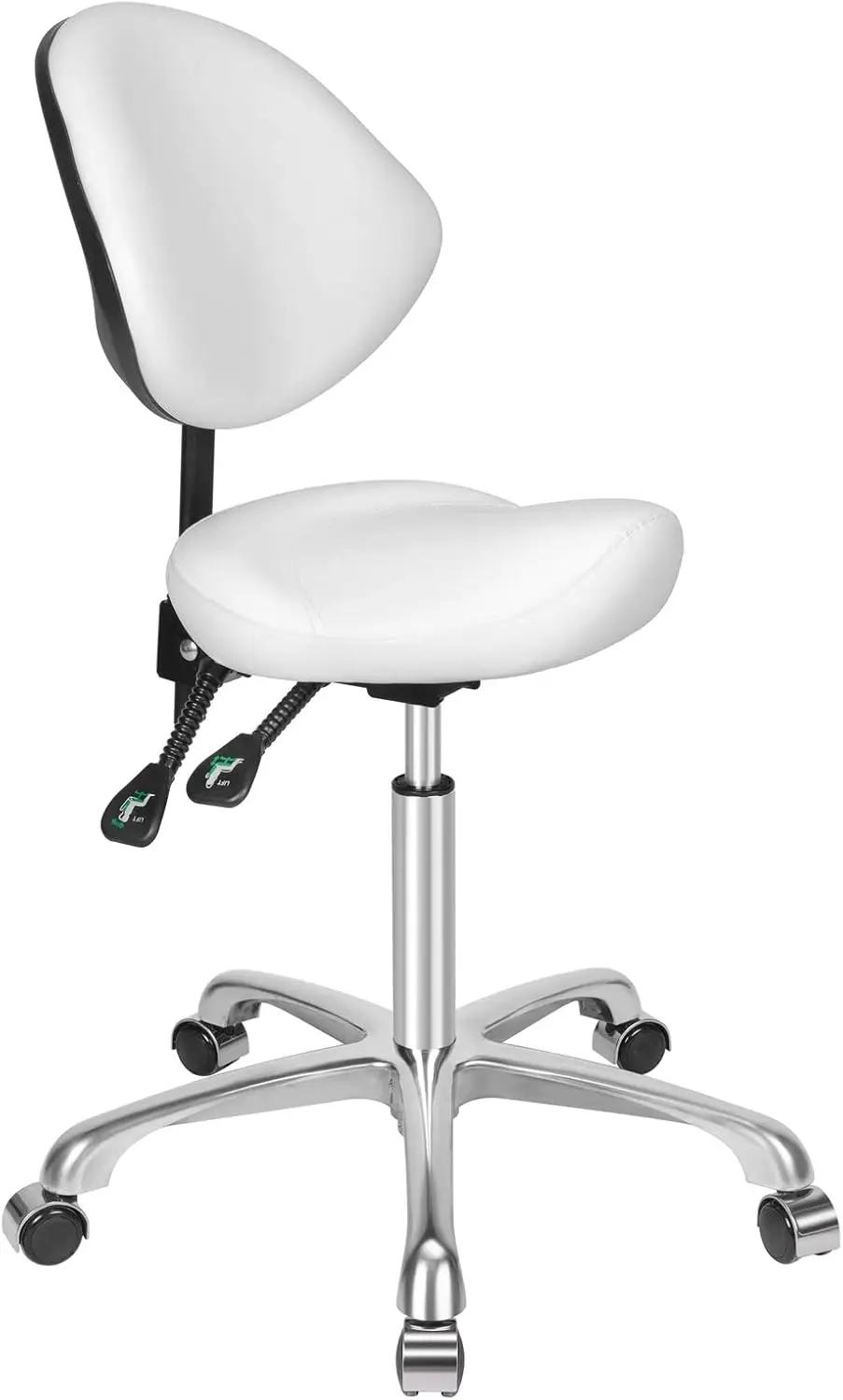 

Ergonomic Rolling Swivel Saddle Stool with Wheels - Hydraulic Lifting Height Adjustable Saddle Chair for Clinic Hair Salon Lab K