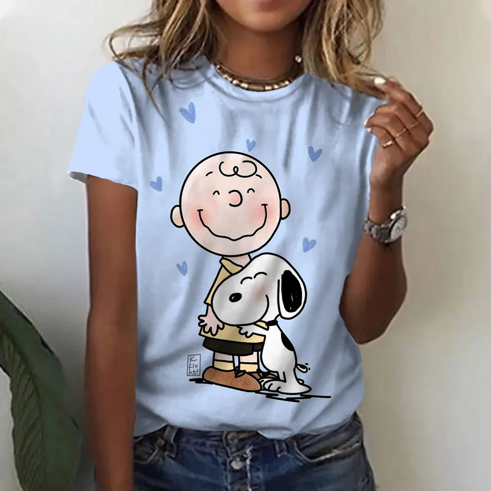 Snoopy T-Shirt Women Snoopy Print Cartoon Harajuku Feamle T shirts Casual Tops Short Sleeves Tees Women Clothing Y2K