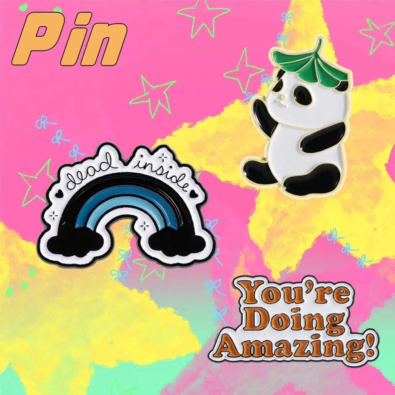 Black Rainbow Enamel Pins Dead Inside Punk Gothic Badge Clothes Lapel Brooches Accessory Decoration Jewelry Gifts for Friends
