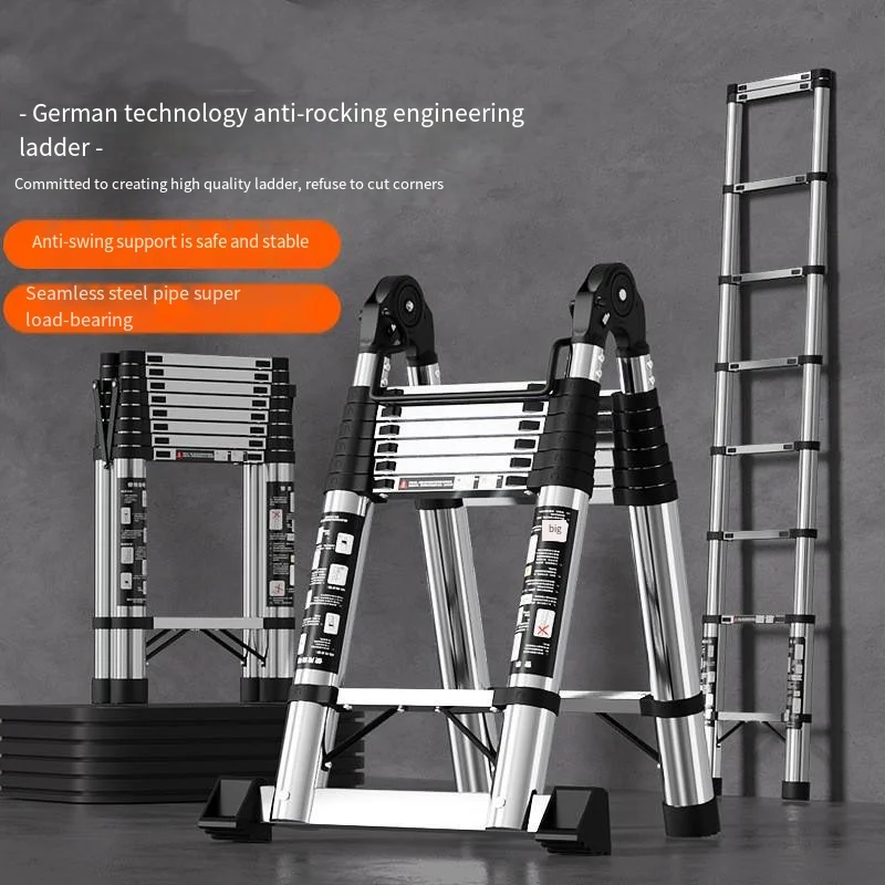 Stainless Steel Telescopic Ladder Multifunctional Herringbone Folding Lifting Step Ladder 사다리 가정용 사다리 가정용사다리 Telescoping Ladder