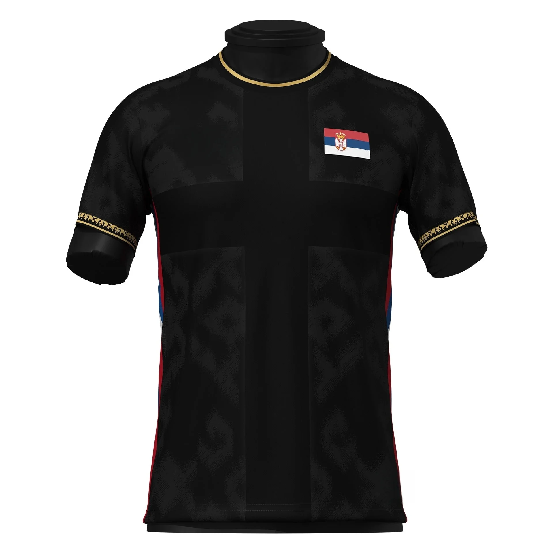 Nueva Camiseta de Fútbol de Serbia 2026 con Diseño Negro y Dorado para Aficionados, Camiseta Deportiva Casual de Secado Rápido para Hombre para el Área Conveciente