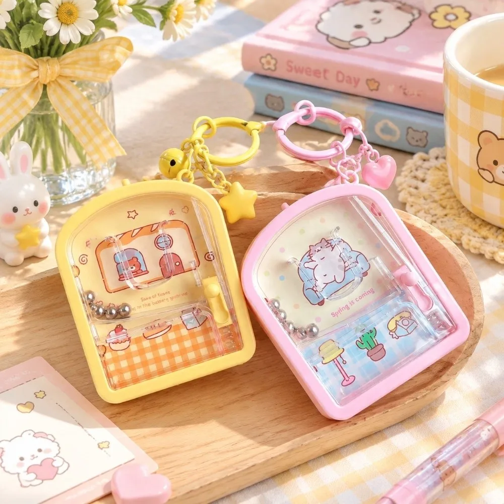 Cartoon Hanging Pendant Game Console Keychain Play Game Luminous Marble Game Key Chain Brain-boosting Bag Charm Bag