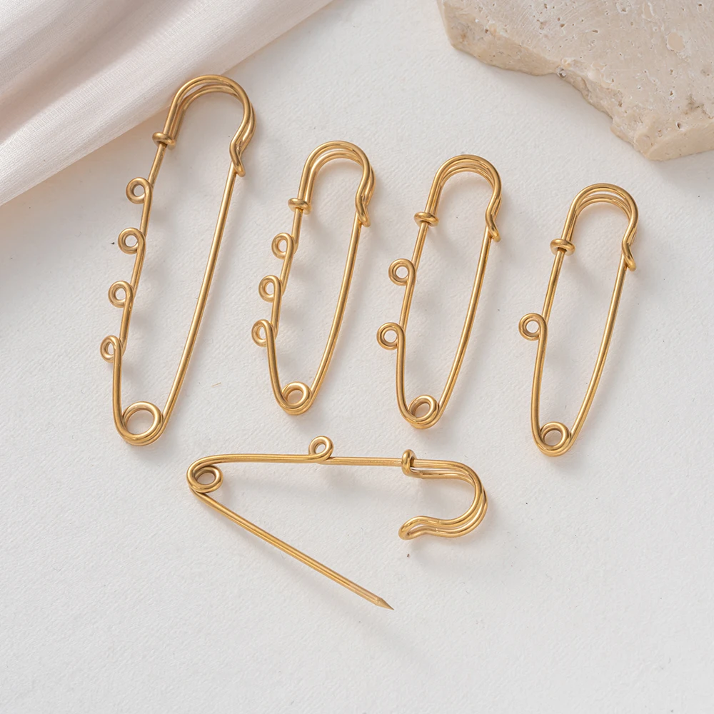 5 Stück Edelstahl 50/70mm Sicherheitsnadeln Broschenrohlinge mit 1/2/3/4 Ringen für DIY Schmuckherstellung Zubehör Bastelbedarf – Detail 2
