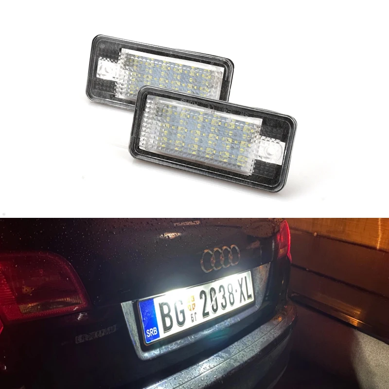 

2PCS 12V Auto Canbus Car LED Number License Plate Light For Audi A3 8p A4 B6 B7 Direct Replacement Rear License Light Bulb