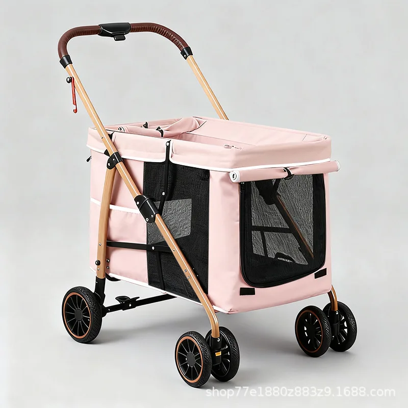 Medium Metal Lightweight Foldable Pet Stroller for Medium to Large Cats & Dogs Outdoor Use