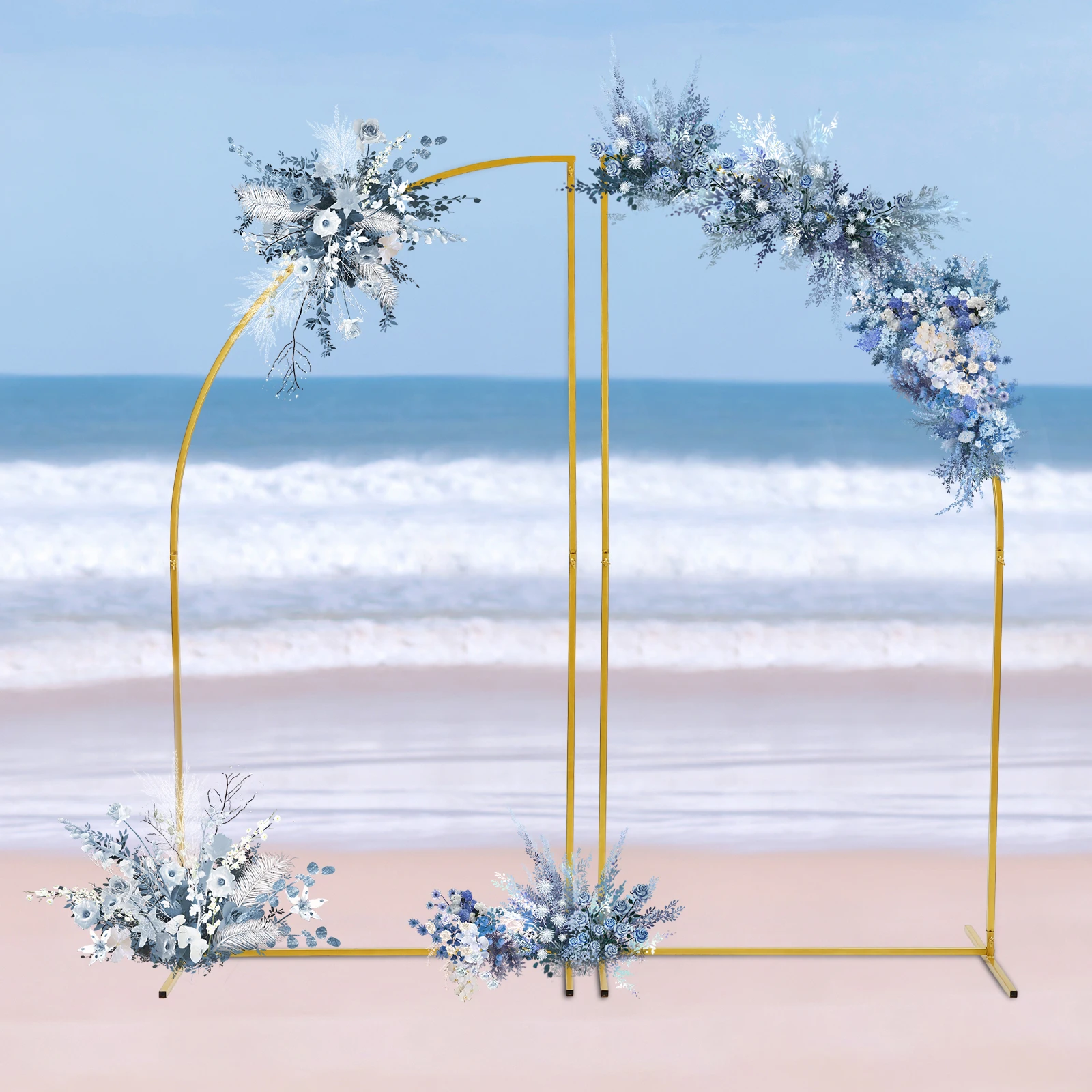 

Set of 2 Wedding Arch Stand Backdrop Arched Frame for Wedding Ceremony Birthday Party Photo Booth Background Decoration Gold