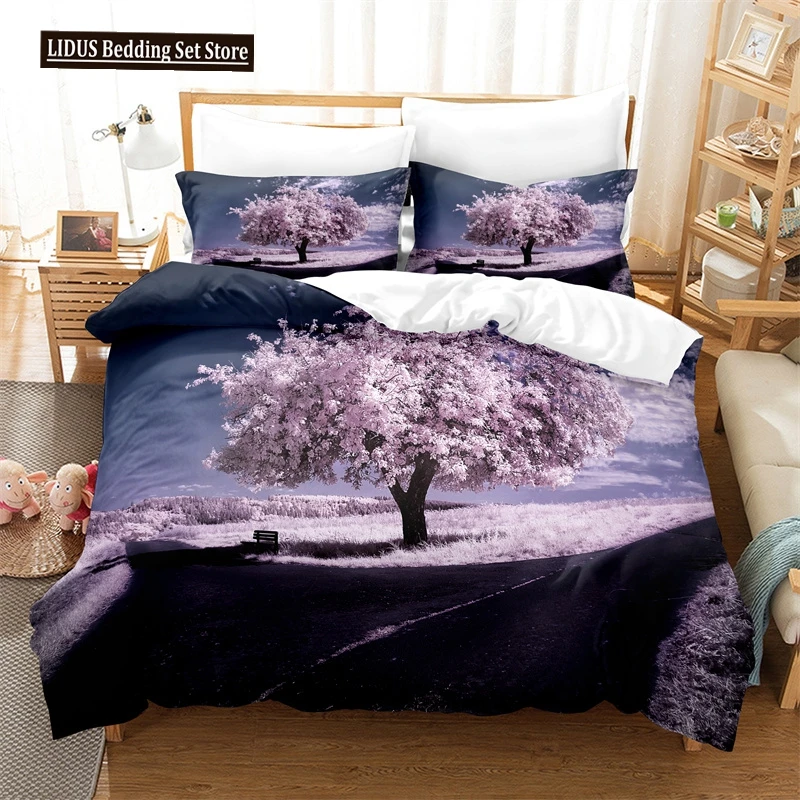 

Creative Leaves Bedding Set Purple Tree Duvet Cover Set 3d Digital Printing Bed Linen Queen King Size Bedding Set Fashion Design