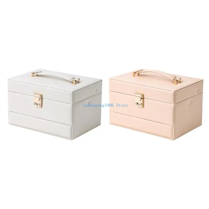 

85LF 3 Layer Auto Open Jewelry Box Leather Travel Organizers For Earrings Storage