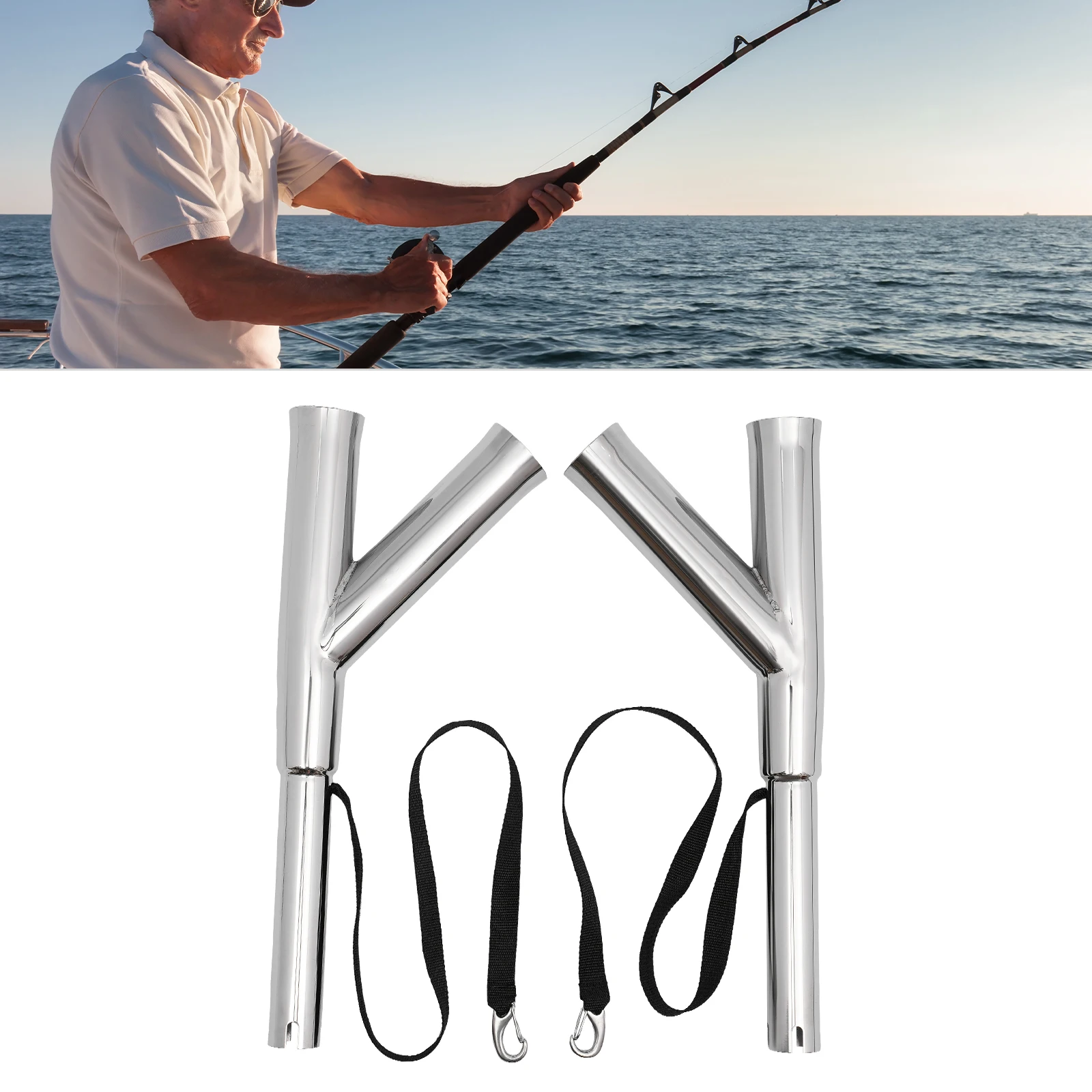 

2pcs Boat Accessories Wall-Mounted Stainless Steel Fishing Rod Holder Fishing Pod Rack for Marine Boat Camper RV