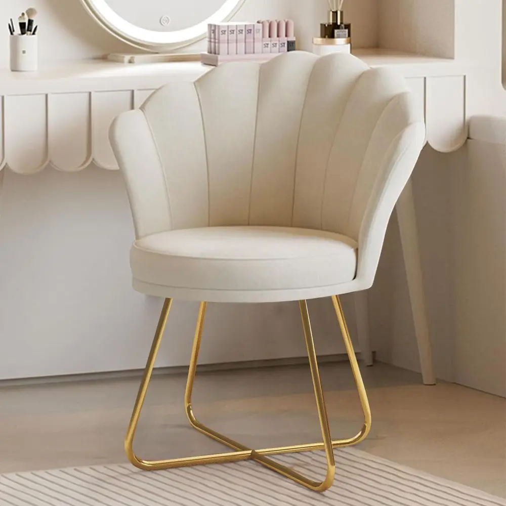 Chair Modern Occasional Tub, Chair Dressing Chair for Home, petal backrest armchair with metal legs gold, up to130 KG Load Capa