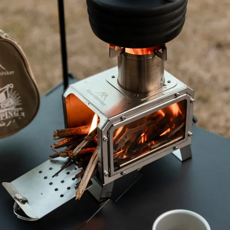 

Портативная квадратная дровяная печь, нержавеющая сталь, открытый камин, пикник, пеший туризм, кемпинг, дровяная печь