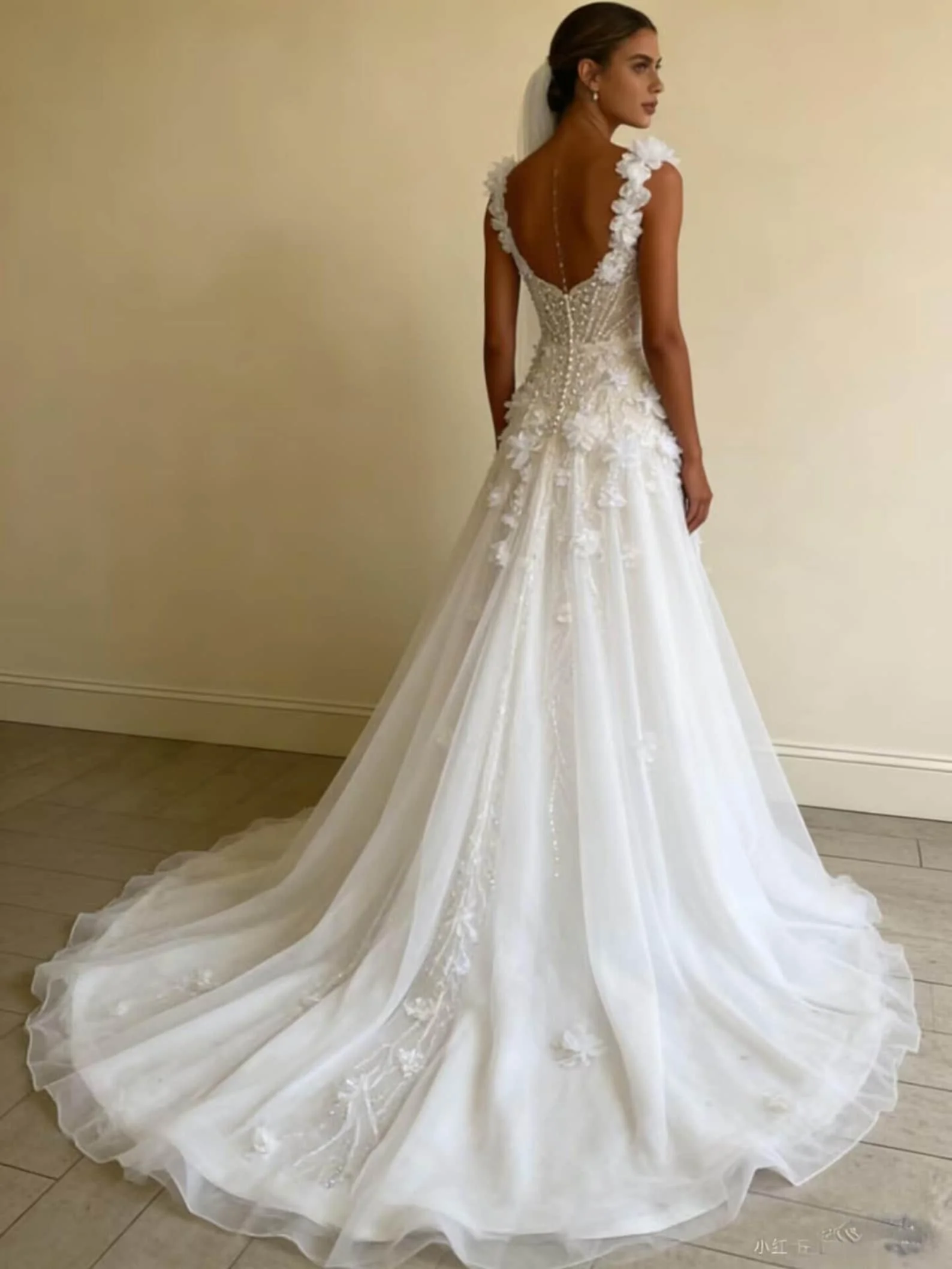 Luxurious Sweetheart Mermaid Wedding Dress Elegant 3D Decal Beaded Bride Dress Romantic Garden Wedding Party Dress Customized view 2