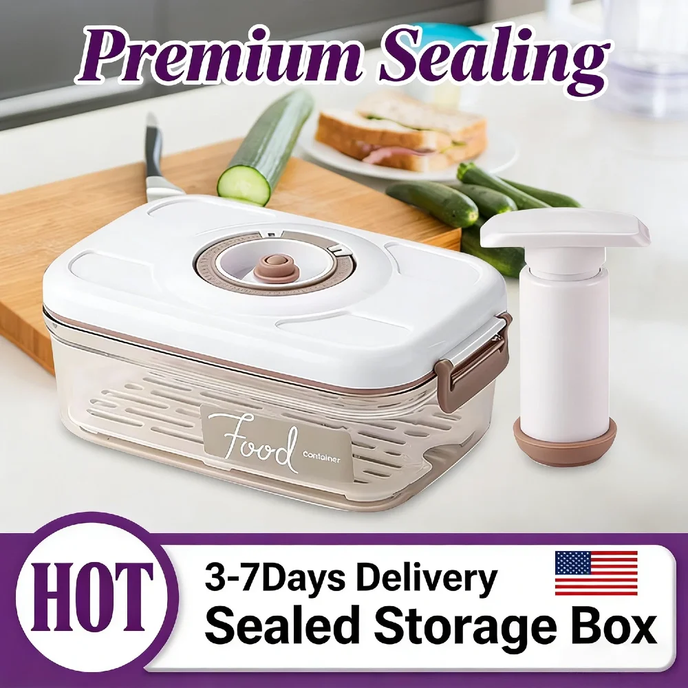 Caja de Almacenamiento de Alimentos al Vacío de Gran Capacidad, Contenedor para Marinadas, Material AS de Grado Alimenticio, Bomba de Aire con Indicador de Tiempo, Sellado al Vacío para Carne