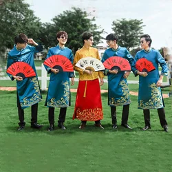 New style Traditional Chinese robe Large Size Tang Suit Men Robe Brother Costume Cross Talk Gown Cheongsam Wedding Dress