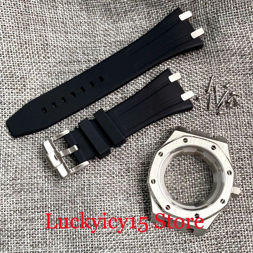 

316L Stainless Steel Sliver Case Rubber Strap 42MM Fit NH35A NH36A SKX007 SRP Movement Watch For Men's Sapphire Glass