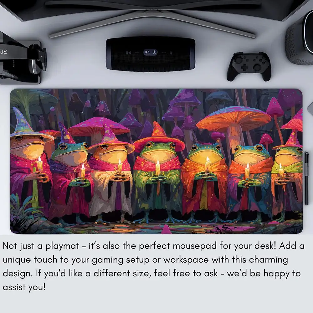 Colorful Frog Wizard Magic Playmat Card Battle Gaming Mat with zone mtg playmat 60X35cm desk mat suitable for game gathering