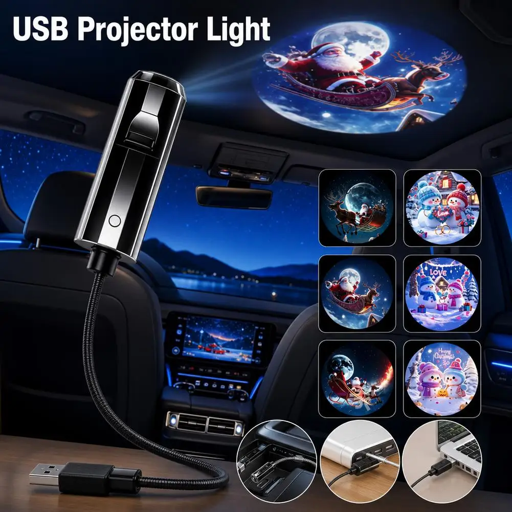 LED USB Projector Light 6/8pcs Projection Patterns-Adjustable Whale Butterfly Star Night Light Christmas Halloween Decoration ﻿