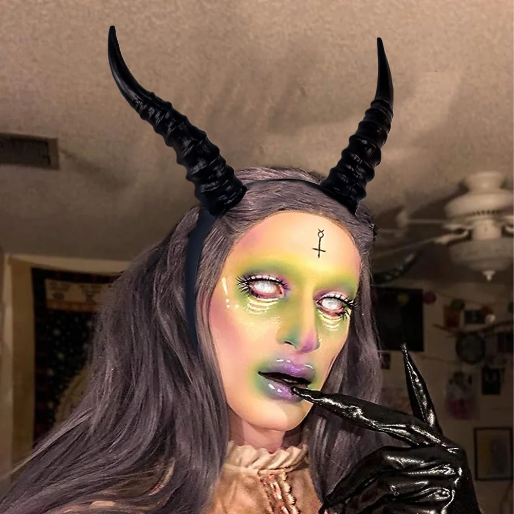ที่คาดผมรูปเขาแกะปีศาจคอสเพลย์สัตว์โกธิคสำหรับผู้หญิงเครื่องประดับศีรษะสำหรับงานปาร์ตี้เทศกาลฮาโลวีนของขวัญเครื่องประดับชุด